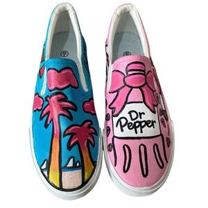 Hand painted shoes slip on Size 8 Dr. Pepper Vacation Watermelon Waves Bags